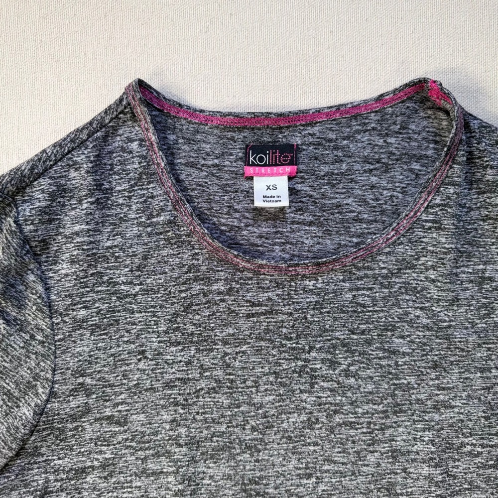 Koi Lite Stretch Long Sleeve Under Scrub Gray Space Dye XS Comfort Warmth Style